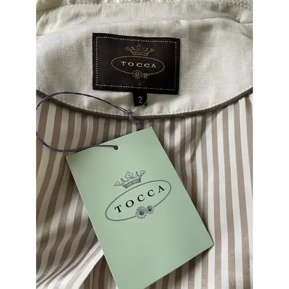 Tocca New Cream Ivory Linen Viscose Trench Coat Belted - Picture 3 of 12